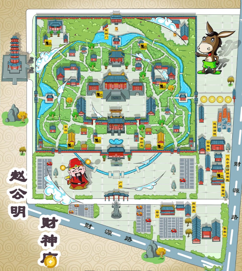 耀州寺庙类手绘地图
